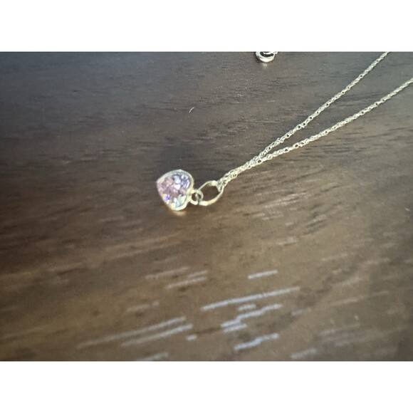 14K Solid Gold Minimalist 19” Chain 0.7mm with Dainty Pink Zircon Pendant - Picture 9 of 15